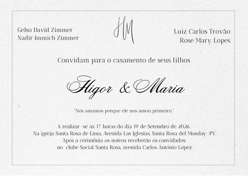 Convite de casamento de Higor & Maria